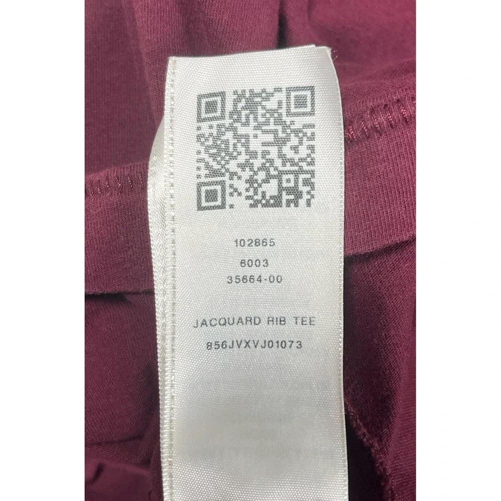 True Religion Mens T Shirt Size L Large Maroon Red Jacquard Rib Logo Collar Crew